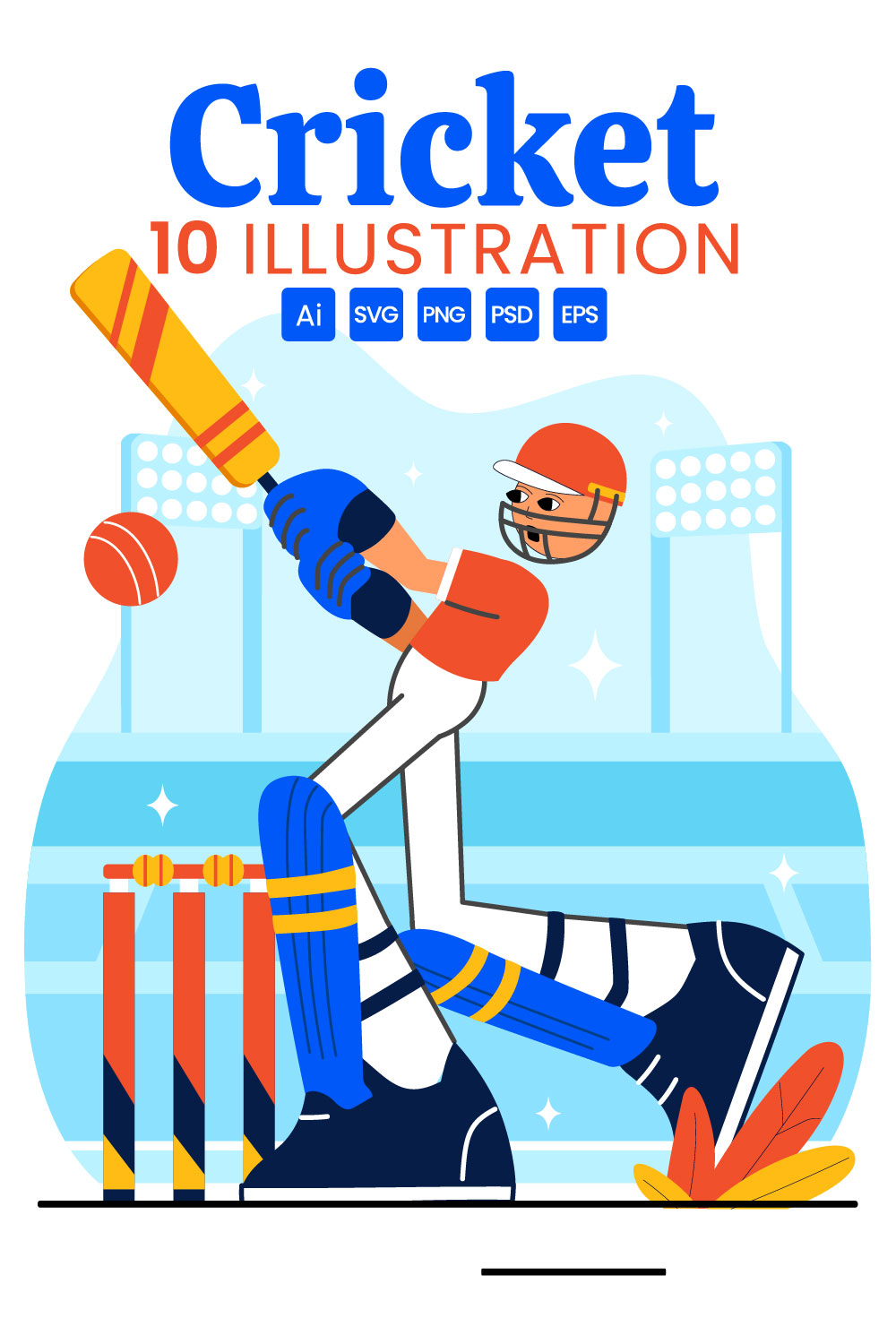 10 Cricket Player Illustration pinterest preview image.
