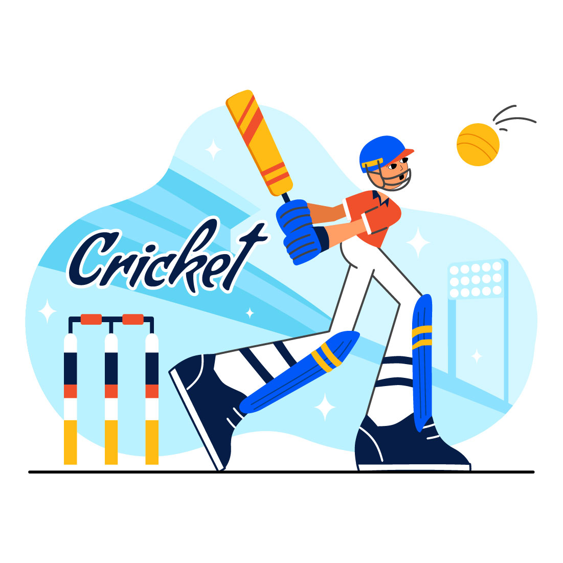 10 Cricket Player Illustration preview image.