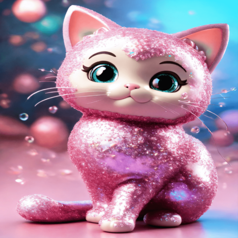 Cute 3d pearl baby kitty character, fluffy cover image.