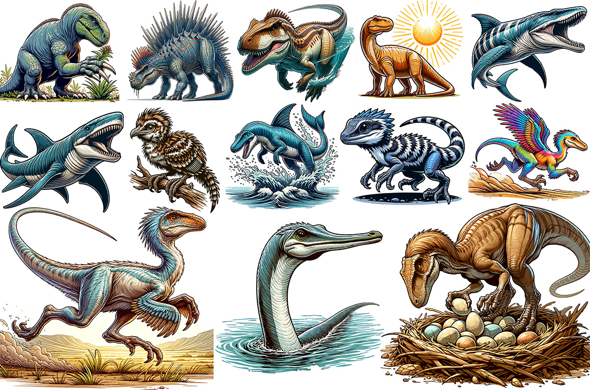 dinosaurs vector collection set 6 192