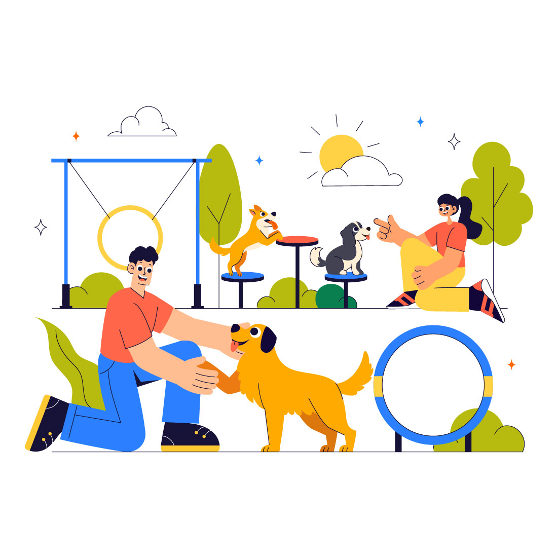 10 Dog Training Playground Illustration preview image.