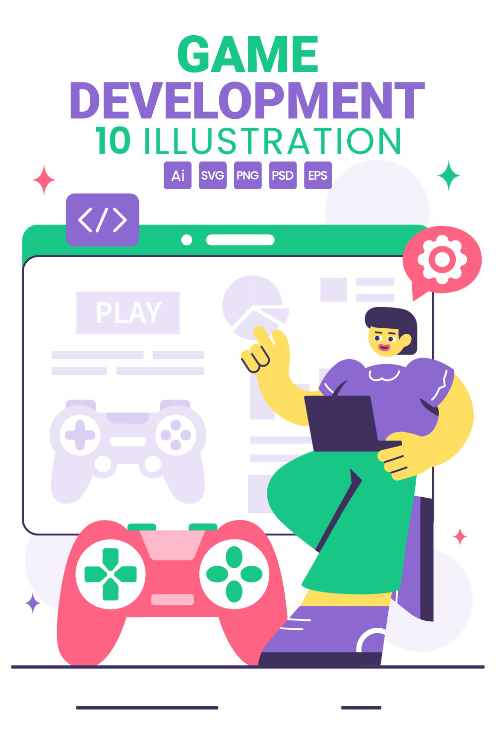 10 Game Development Process Illustration pinterest preview image.