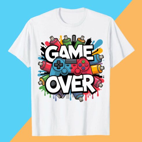2 Design Game Over” Graffiti Gamer T-Shirt Game Over Graffiti Style Gamer Shirt T-Shirt Design Graffiti motivation T shirt PNG File cover image.