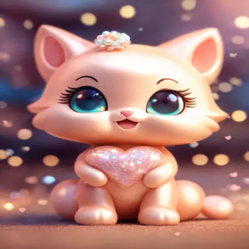 Cute 3d pearl baby kitty character cover image.