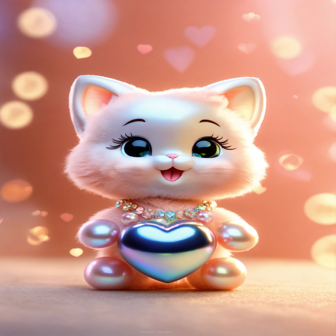 Cute 3d pearl baby kitty character preview image.