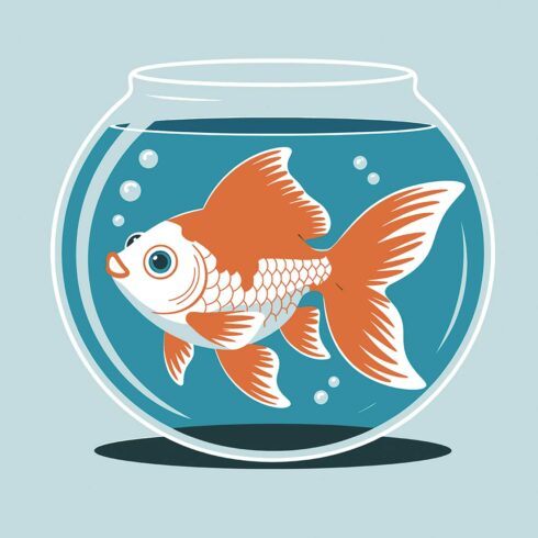 Goldfish in a Fishbowl Goldfish swimming in a glass bowl of water EPS Vector file cover image.