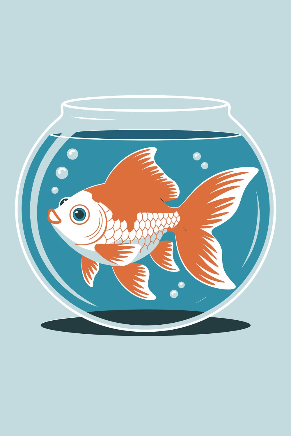 Goldfish in a Fishbowl Goldfish swimming in a glass bowl of water EPS Vector file pinterest preview image.