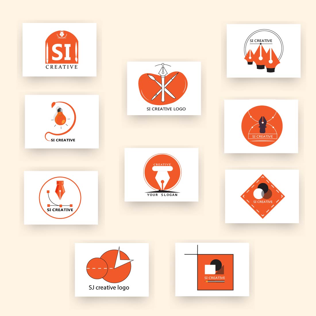 Bundle of 10 minimal customizable graphic designer logos preview image.