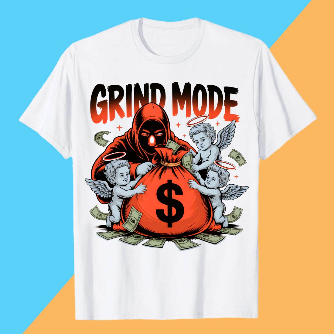 grind mode hustle angel money bag t shirt design 13 286