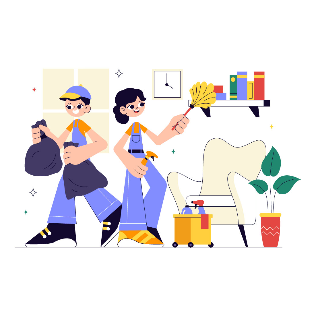 10 Home Cleaning Service Illustration preview image.