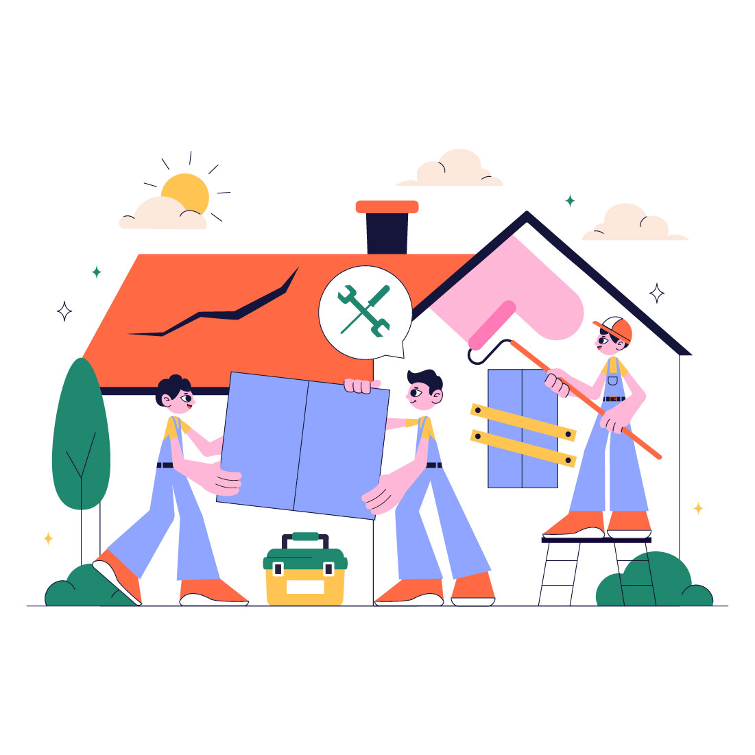 10 Home Renovation or Repair Service Illustration preview image.