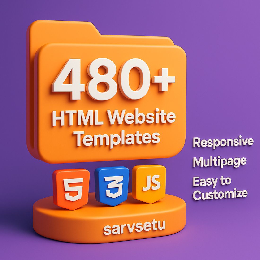 HTML Website Templates Bundle" + "480+" cover image.