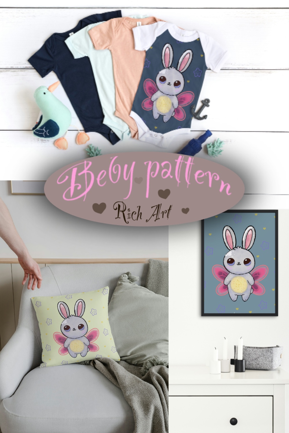 "Baby Bunny Star Pattern” pinterest preview image.