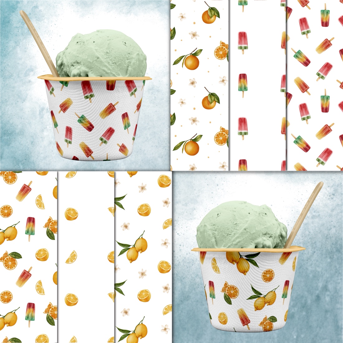 Tropical Patterns Collection + bonus mockup preview image.