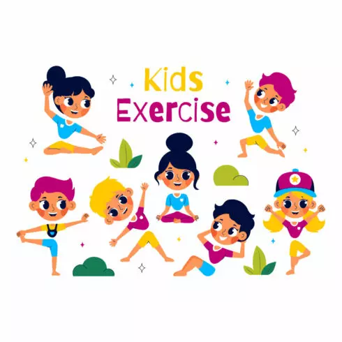 10 Happy Kids Exercise Illustration cover image.