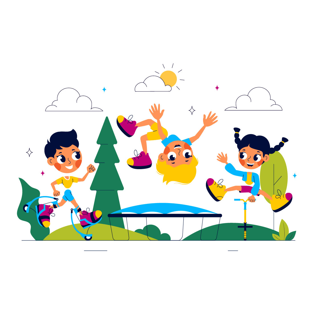 10 Happy Kids Exercise Illustration preview image.