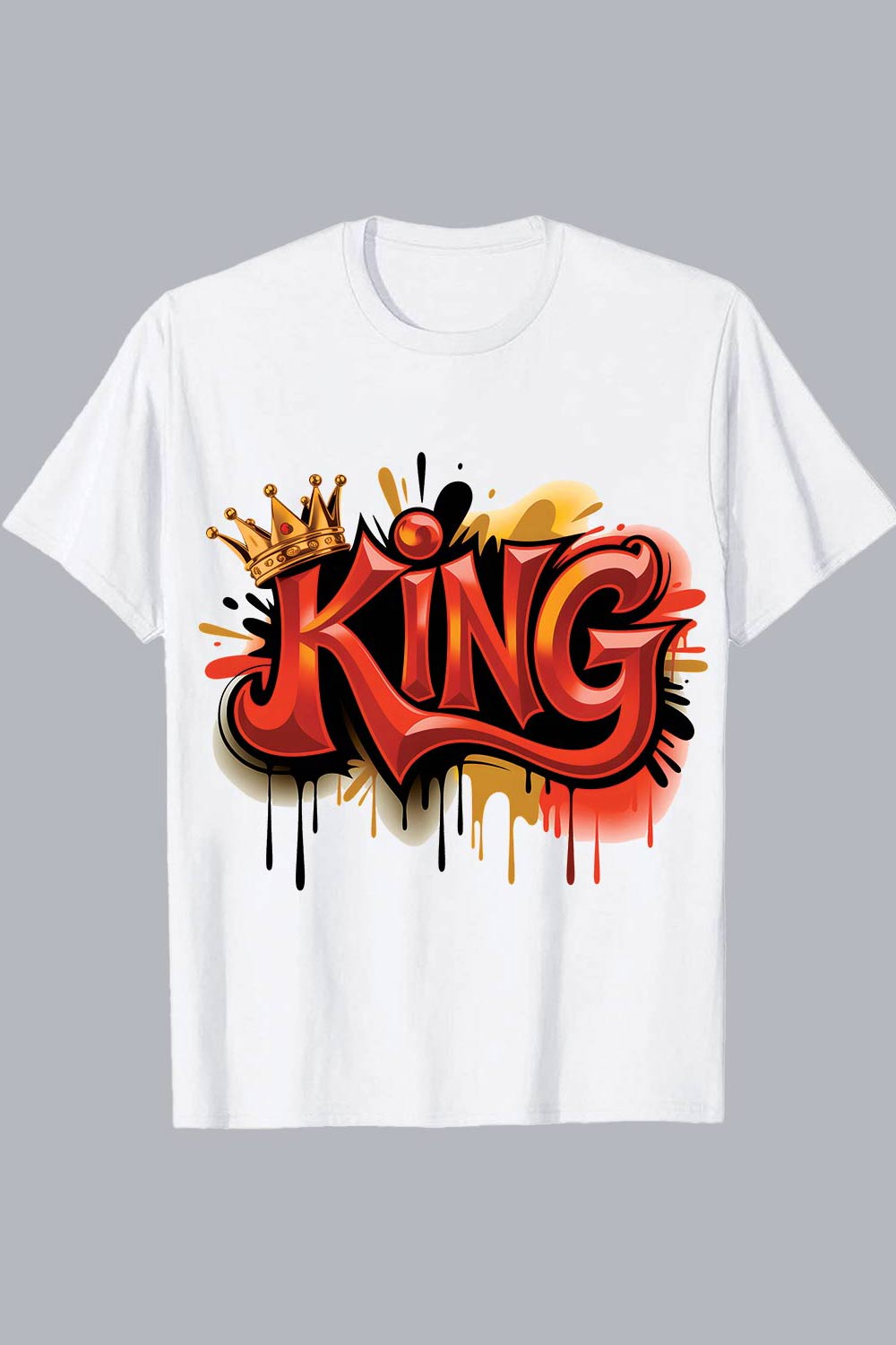 KING” graffiti-style crown t-shirt design King Graffiti Style Crown Drip Art Shirt Graffiti motivation T shirt PNG File pinterest preview image.