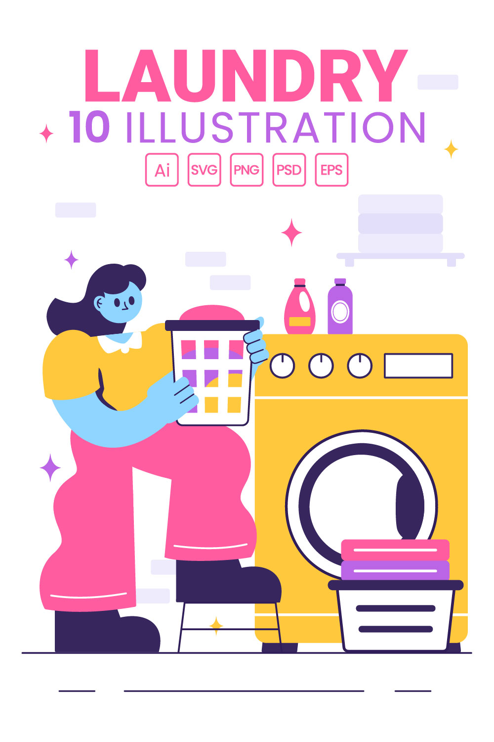 10 Laundry Room Illustration pinterest preview image.