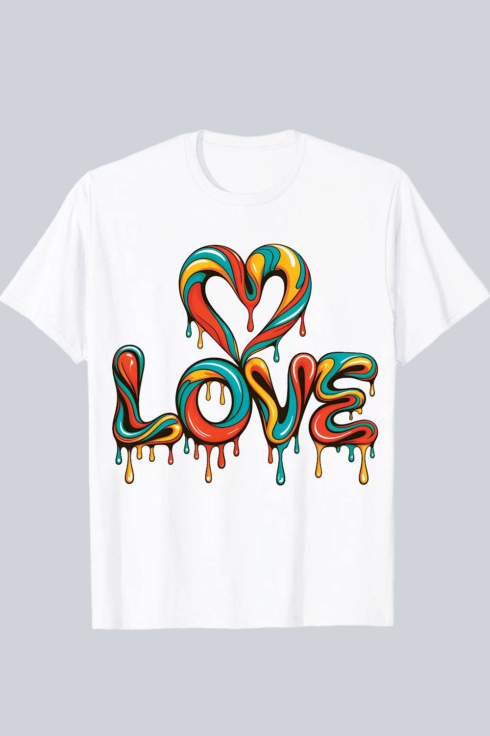 LOVE” and heart t-shirt design Colorful Dripping Love Heart Art Shirt Graffiti motivation T shirt PNG File pinterest preview image.