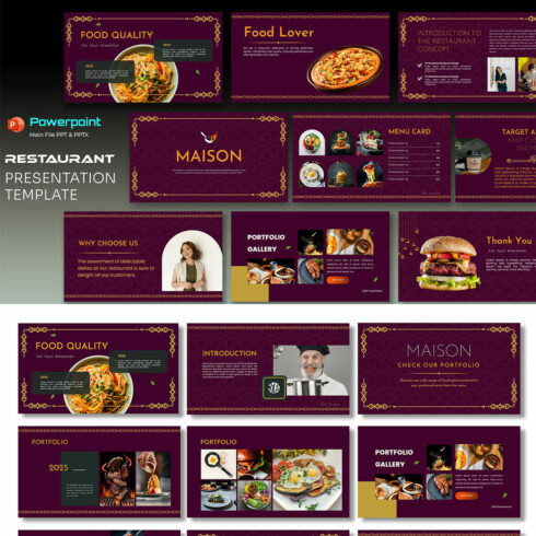 Maison Restaurant PowerPoint Presentation cover image.