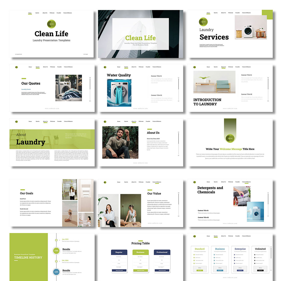Laundry PowerPoint Presentation Templates preview image.