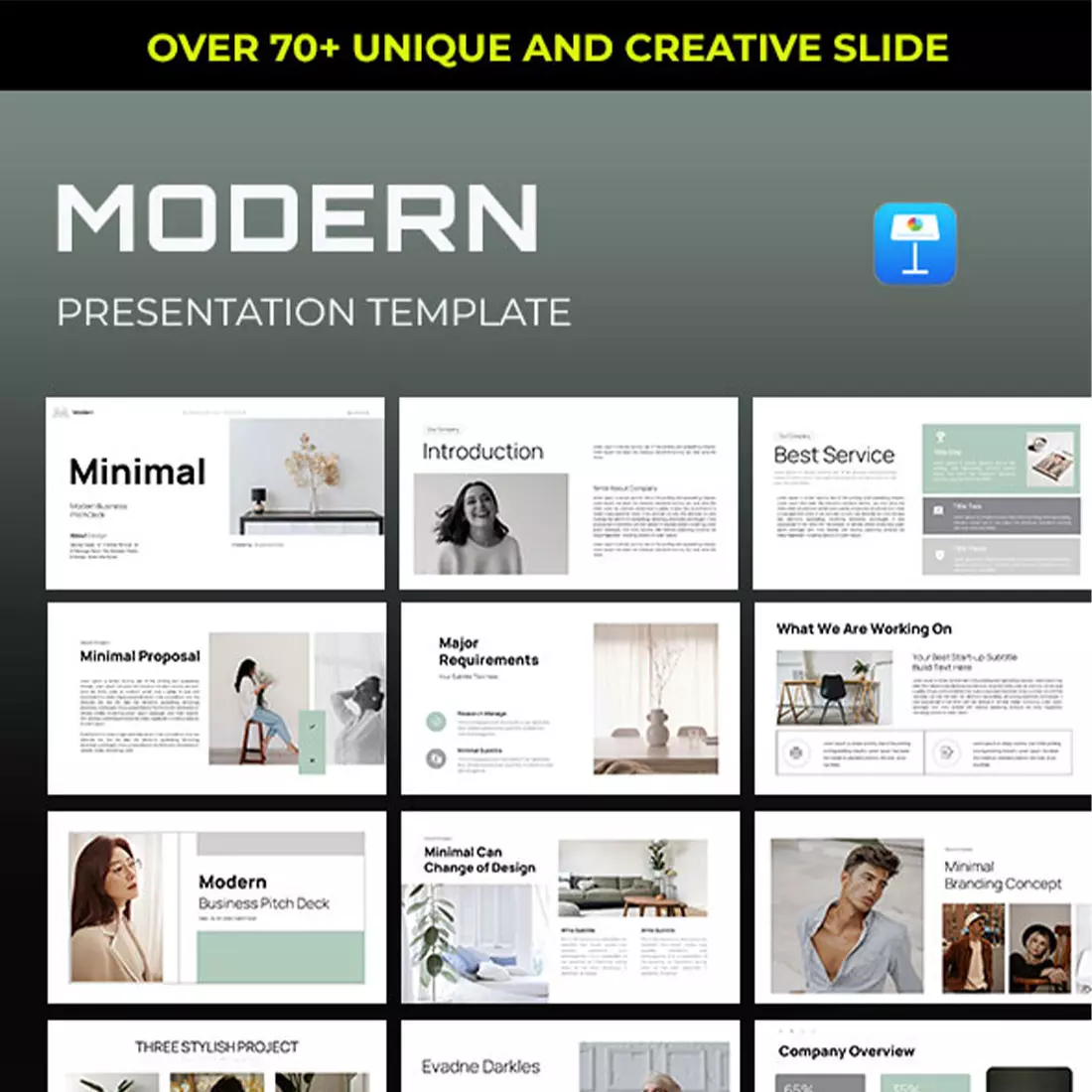 Modern minimal Keynote Business Pitch Deck Presentation cover image.