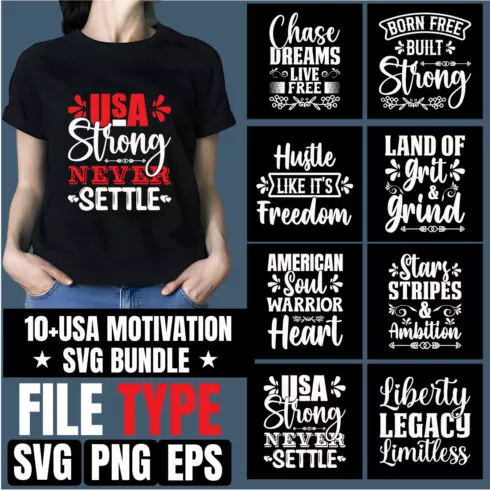 USA Motivational SVG Bundle | T-shirt Design | Cricut Cut Files cover image.