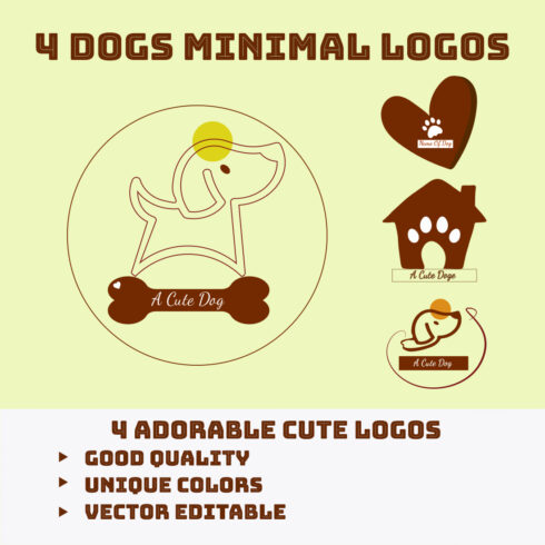 4 Dogs unique Minimal logos cover image.
