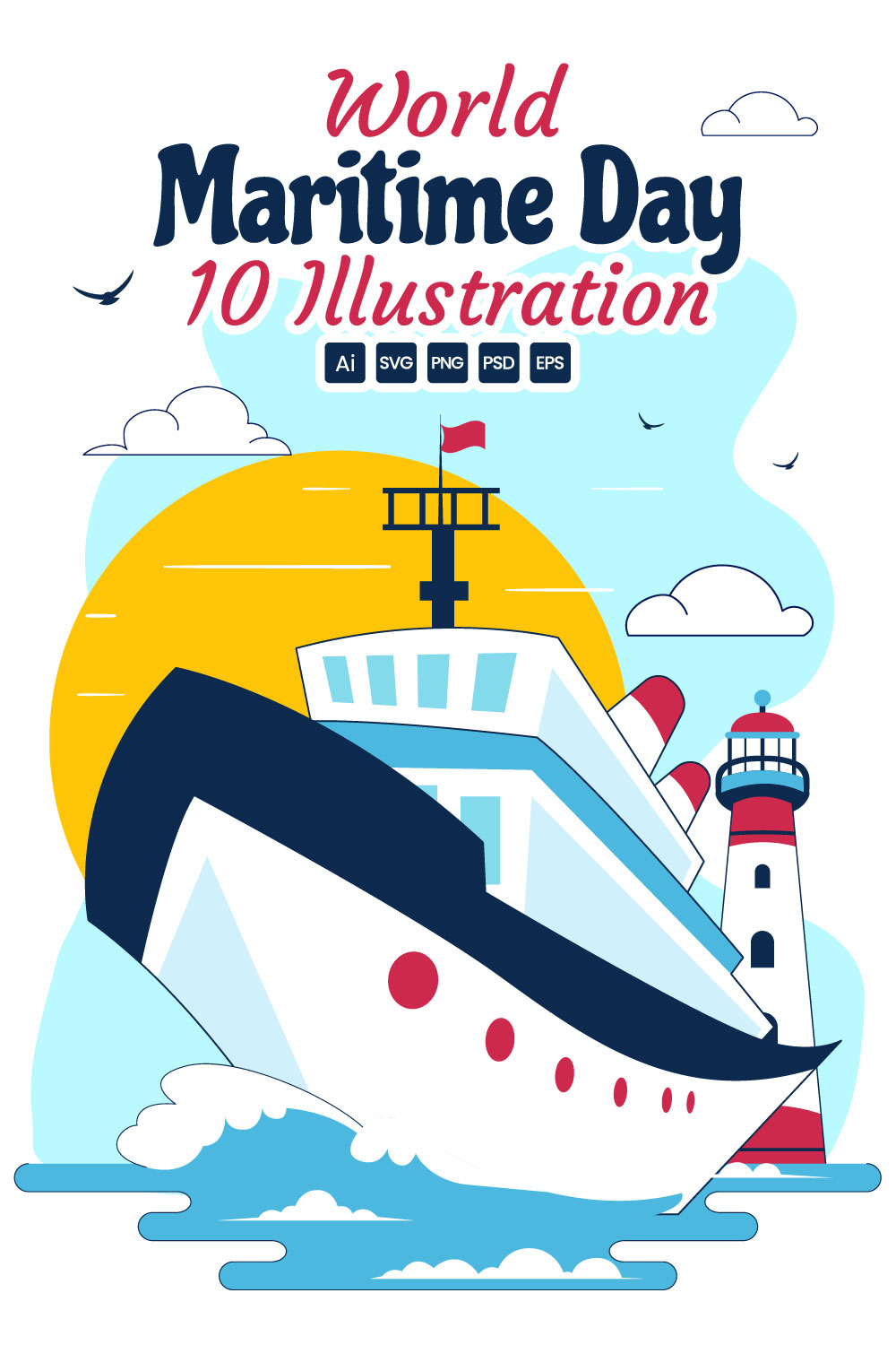 10 World Maritime Day Illustration pinterest preview image.