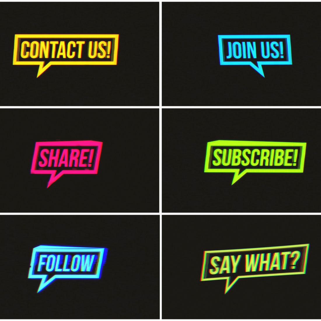 Pack Of 13 Vintage Glitch 4K Speech Bubbles! preview image.