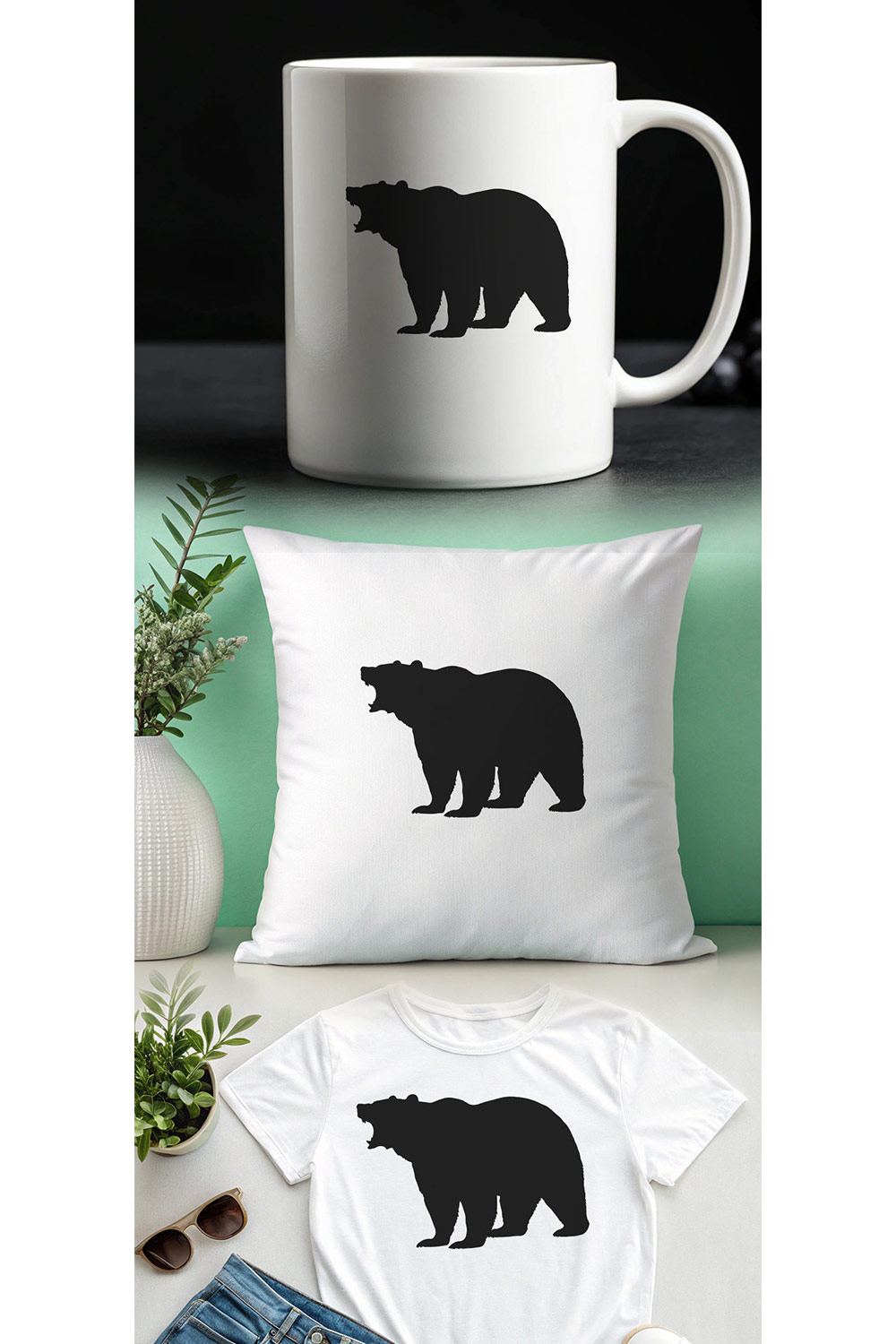 Wild Bear Silhouette Wildlife Animal Vector pinterest preview image.