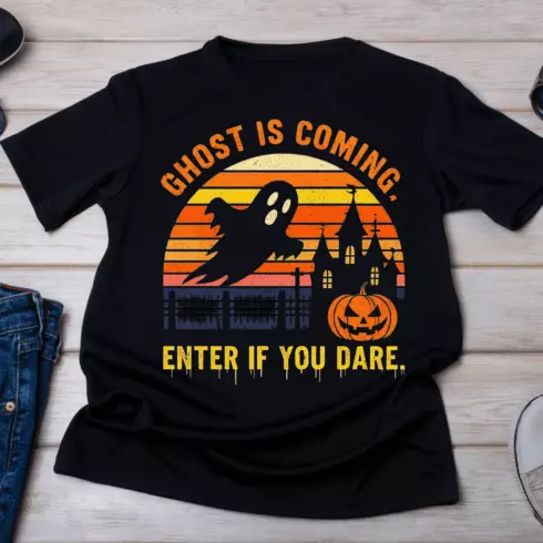 Ghost Is Coming Enter If You Dare T-Shirt Design cover image.