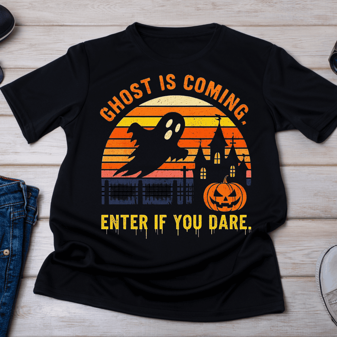 Ghost Is Coming Enter If You Dare T-Shirt Design cover image.