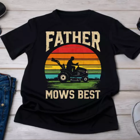Vintage Sunset Dad on Tractor T-Shirt Design cover image.