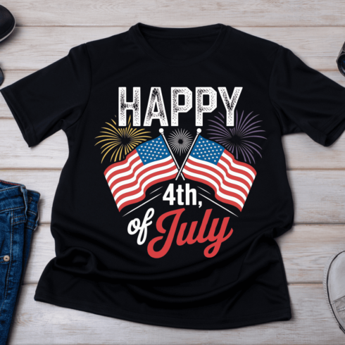 Happy 4th of July Celebration T-Shirt Design cover image.