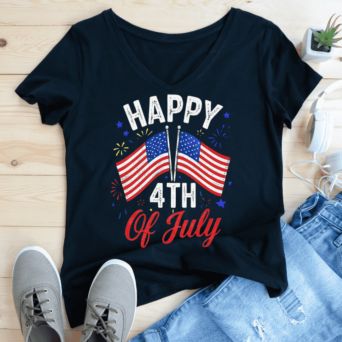 USA Holiday Festive T-Shirt Design preview image.