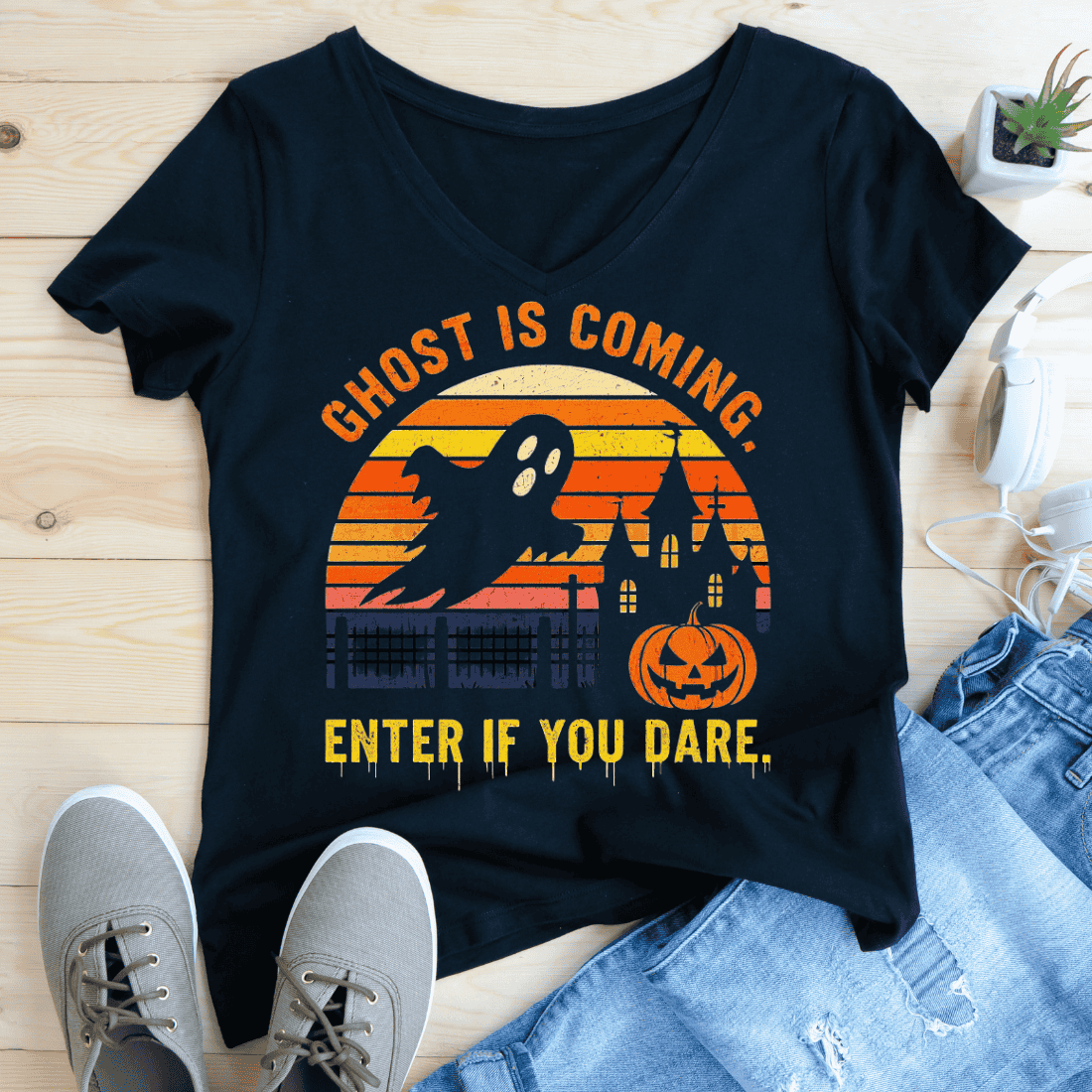 Ghost Is Coming Enter If You Dare T-Shirt Design preview image.