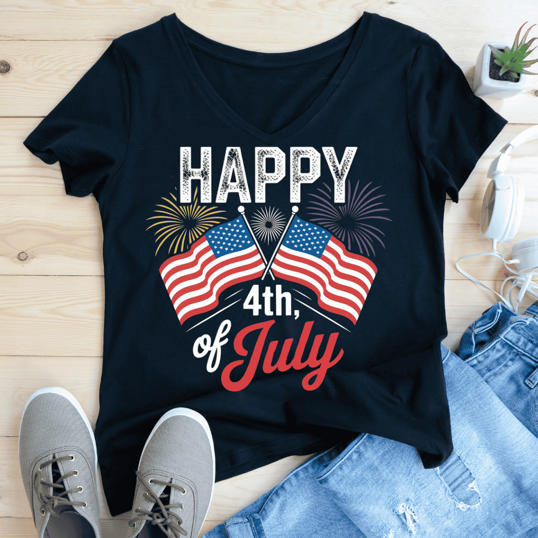 Happy 4th of July Celebration T-Shirt Design preview image.