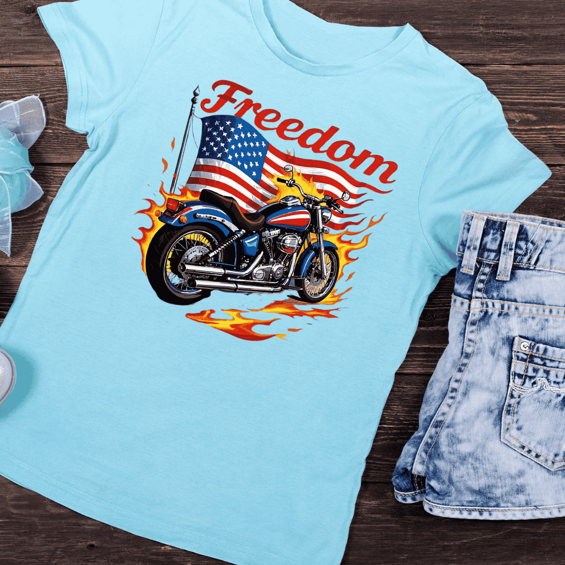 Patriotic Biker T-Shirt Design preview image.