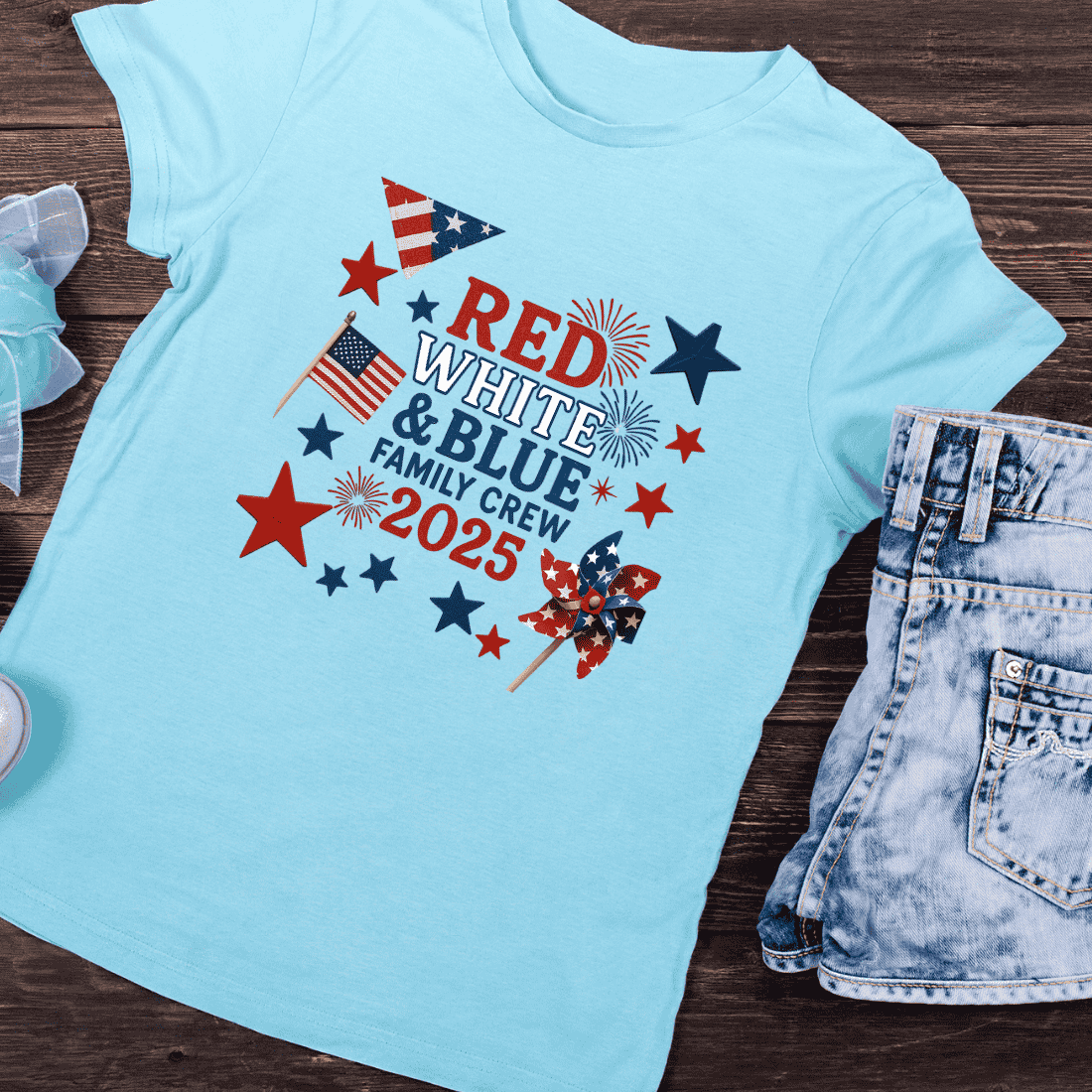 4th of July Patriotic Family T-Shirt Design preview image.