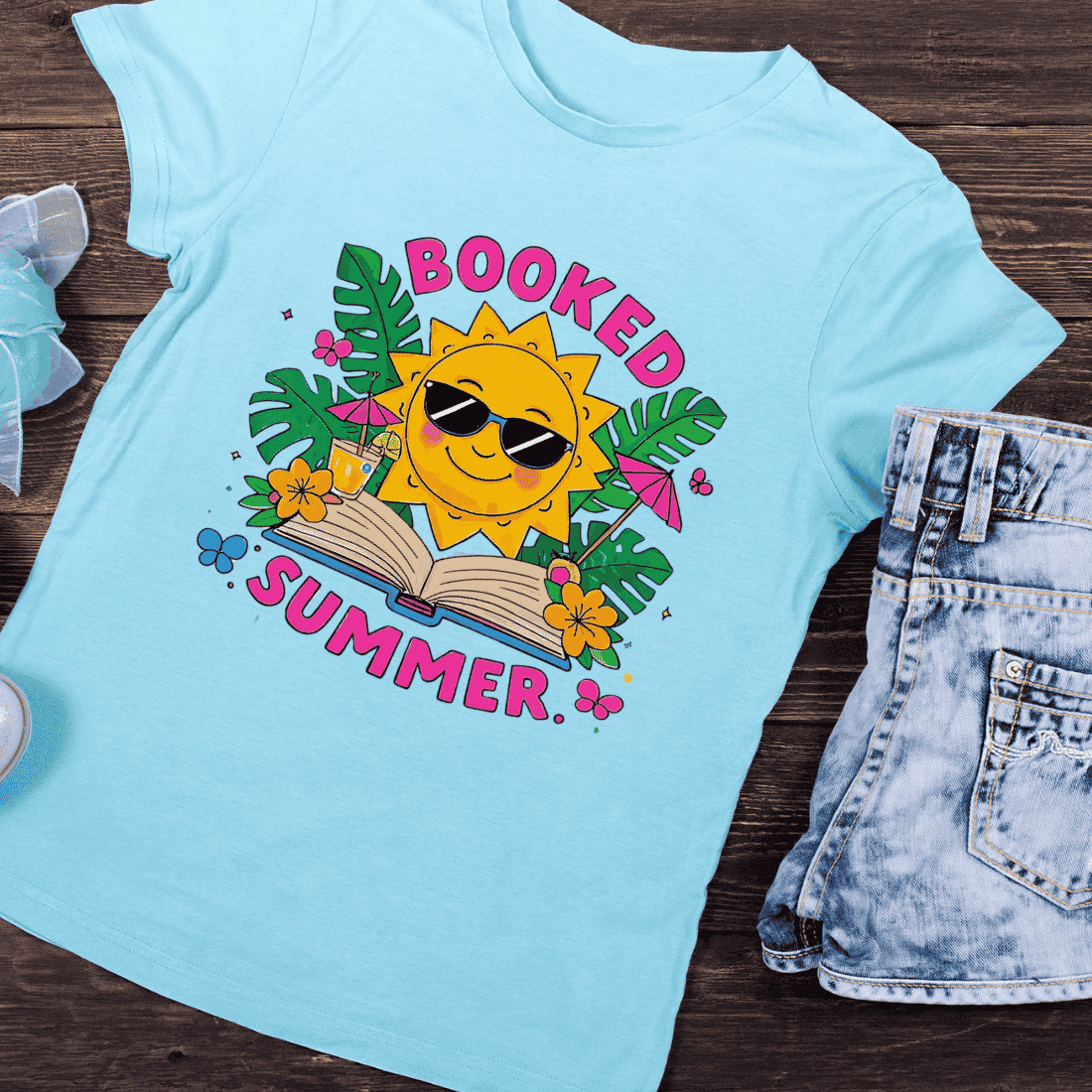 Summer Vacation Reading T-Shirt Design preview image.