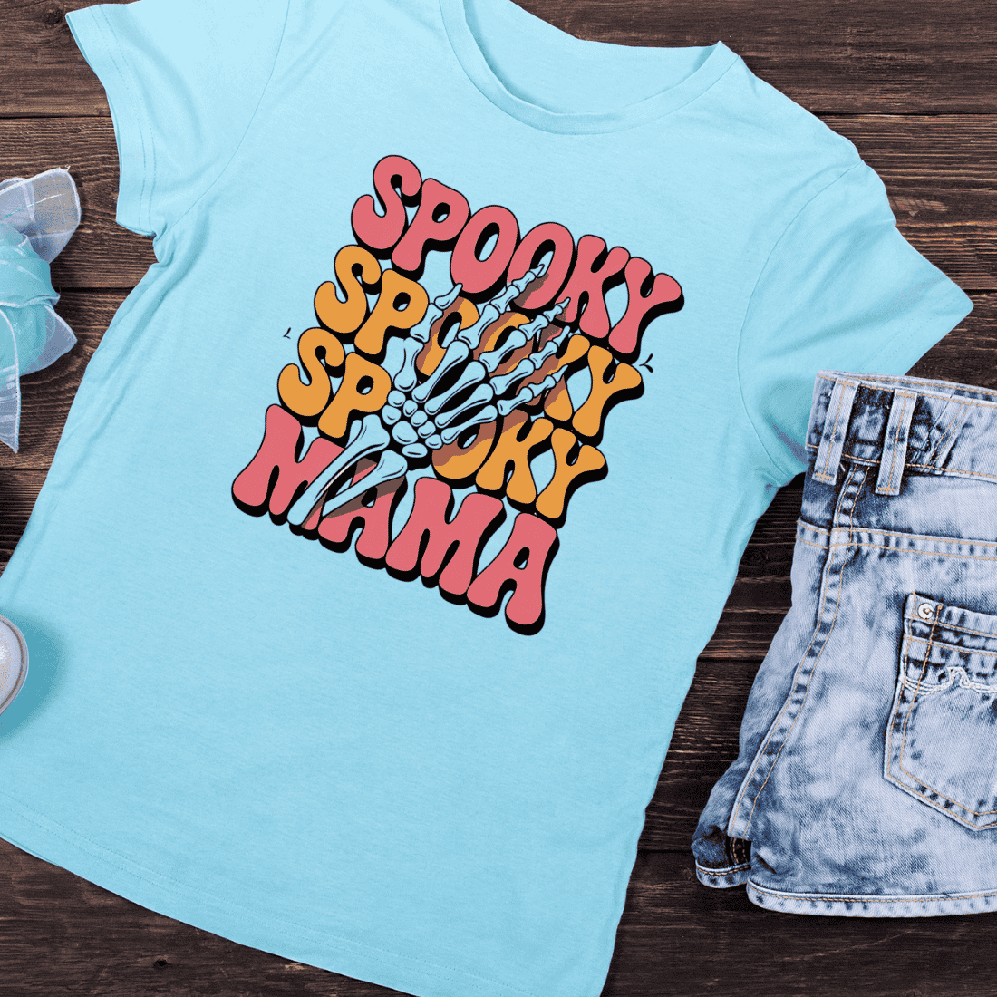 Groovy Spooky Mama T-Shirt Design preview image.