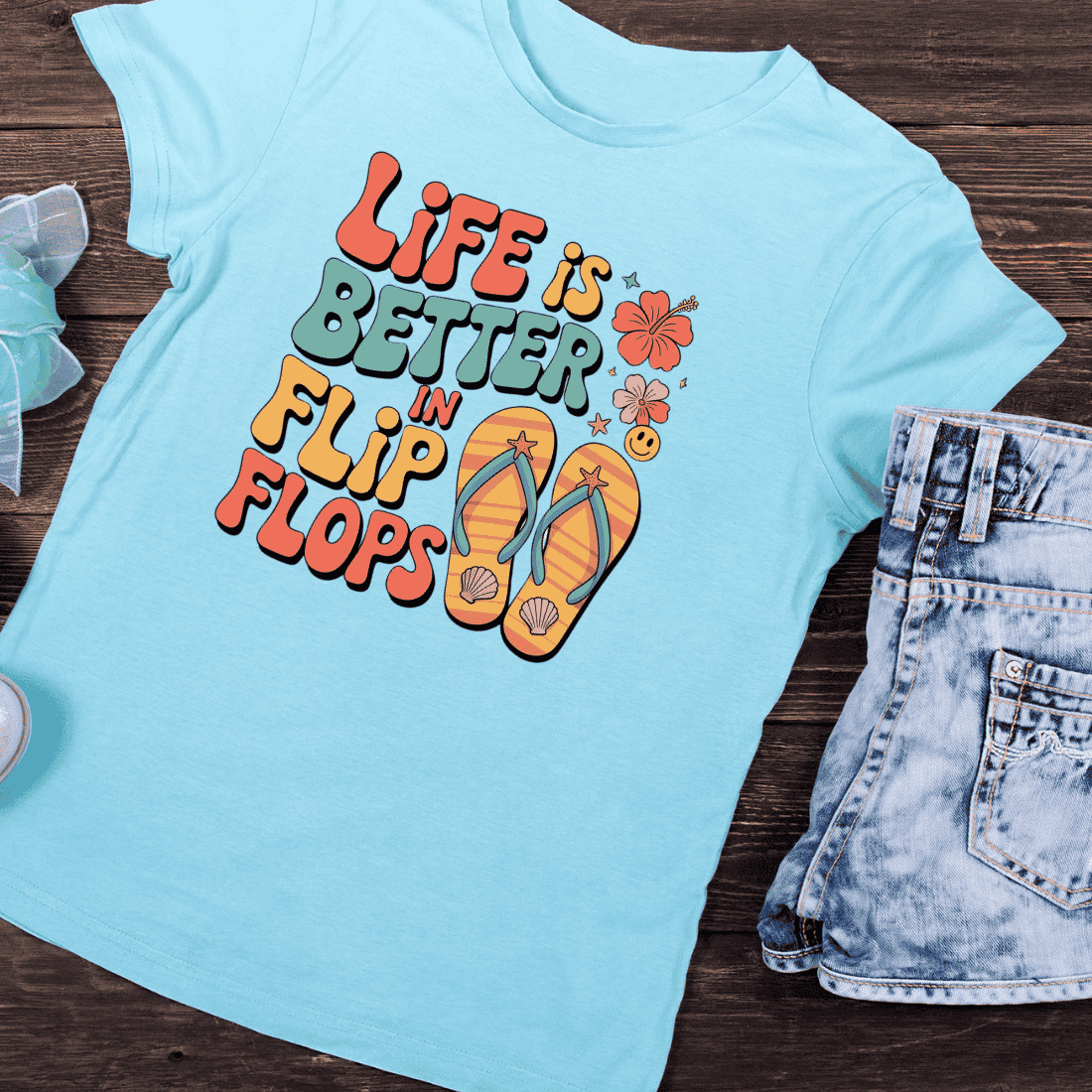 Flip Flop Summer Slogan T-Shirt Design preview image.