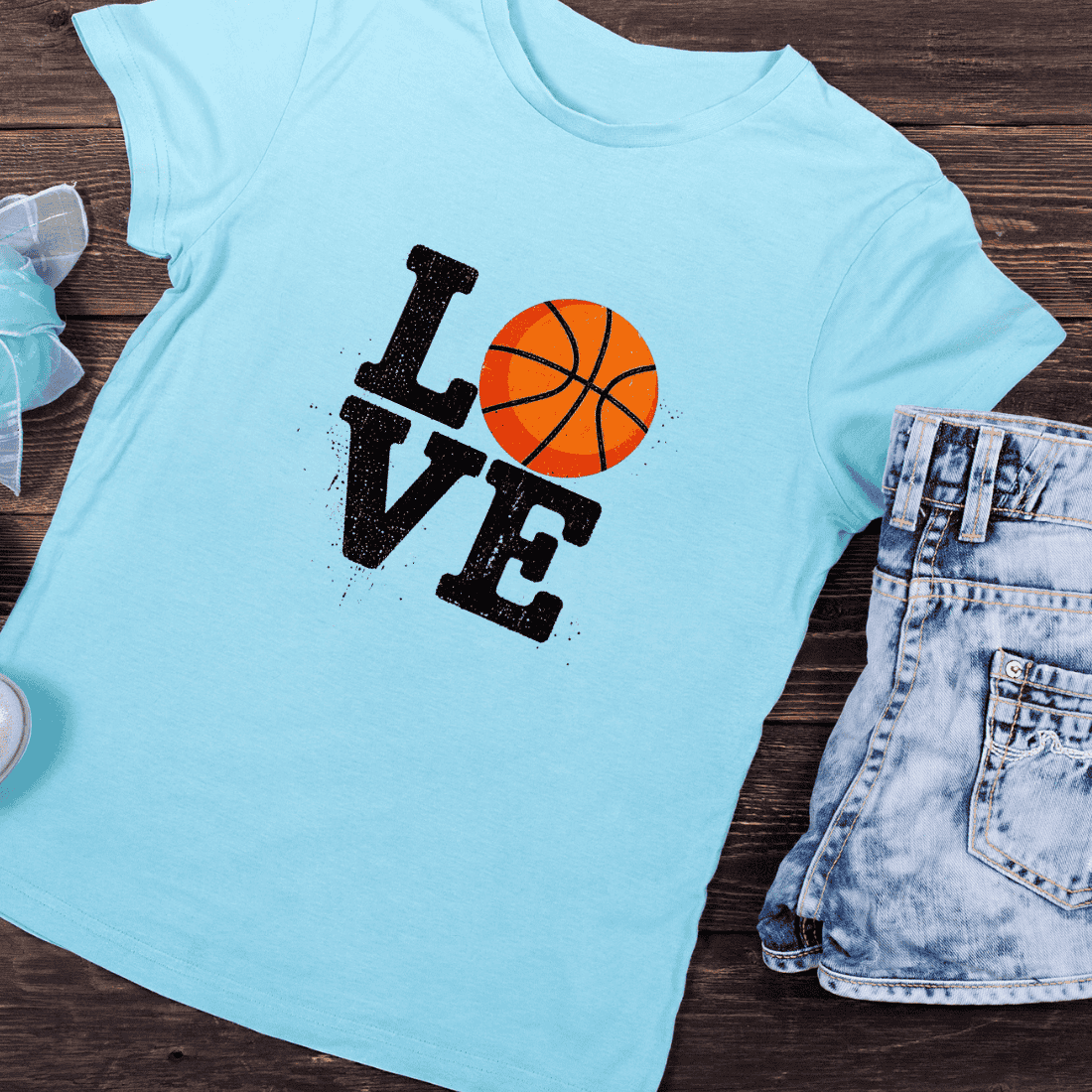 LOVE with Basketball for Fan T-Shirt Design preview image.