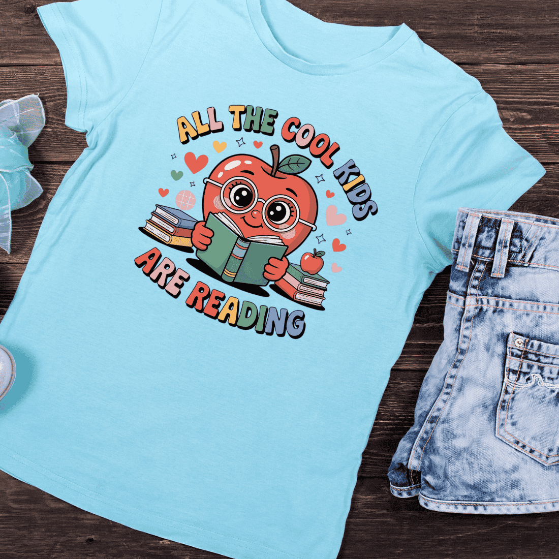 All The Cool Kids Are Reading T-Shirt Design preview image.