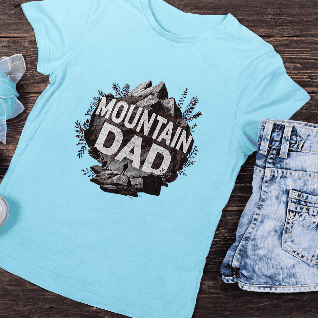 Vintage Style Mountain Dad T-Shirt Design preview image.