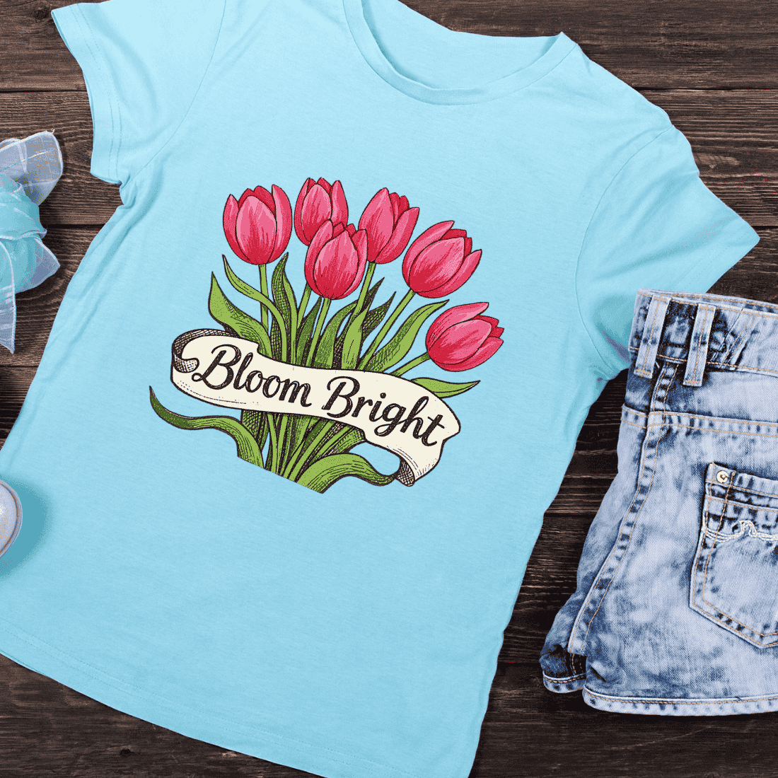 Bloom Bright Tulips T-Shirt Design preview image.