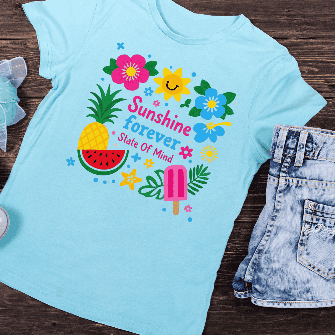 Happy Tropical Holiday T-Shirt Design preview image.