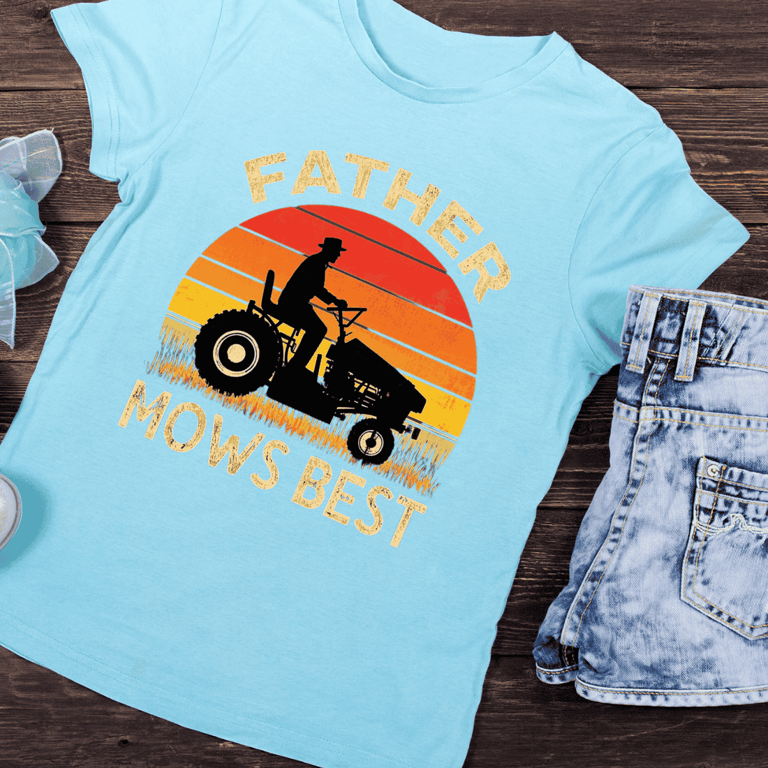 Happy Father's Day Mowing T-Shirt Design preview image.