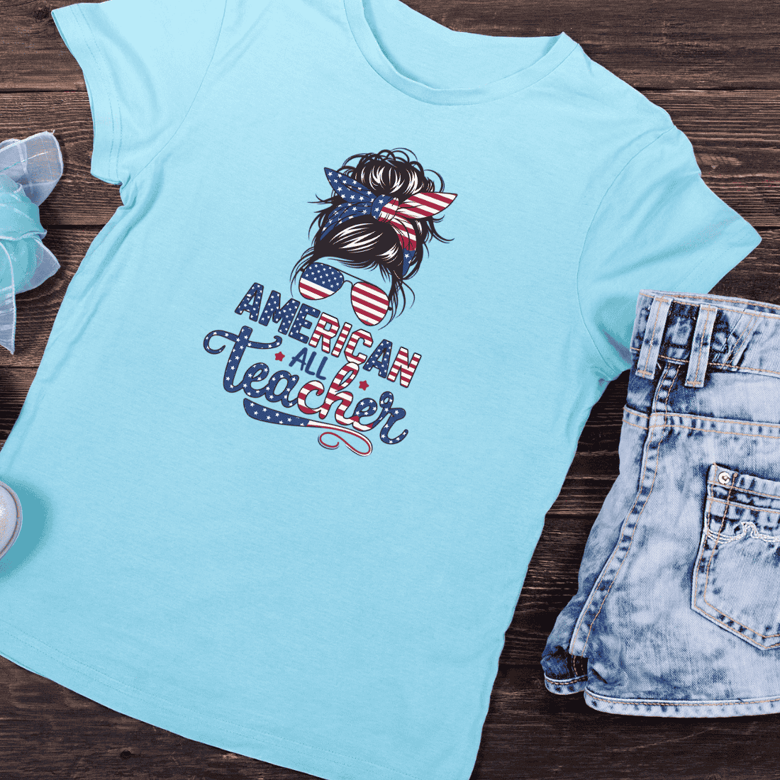 4th of July Teacher T-Shirt Design preview image.